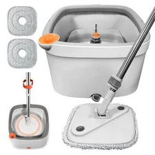 Spin Mop and Bucket System, Includes Spin Mop, Dual Compartment Mop Bucket