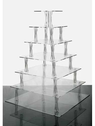 Cupcake Stand 7 Tier Square Clear Plastic Cake Display Wedding Party Tower