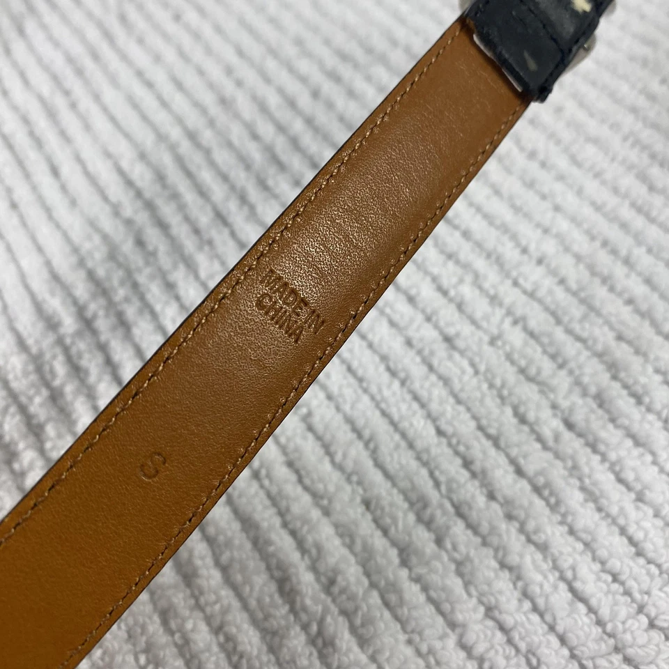 Ralph Lauren Belt Womens Small 28 Black Italian Leather Silver Buckle - Image 3 of 4