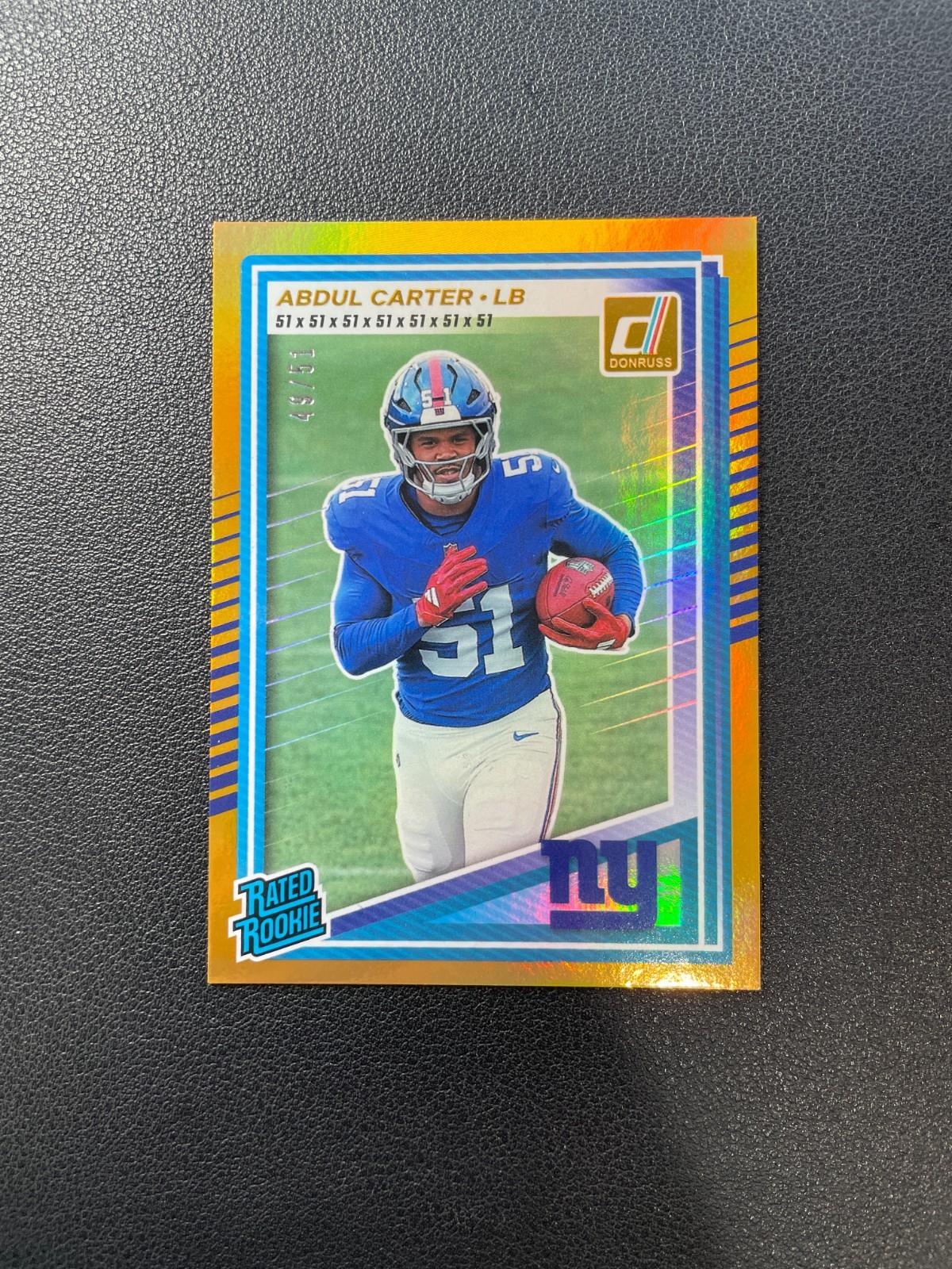 2025 Panini Donruss Football Abdul Carter Rated Rookie Jersey Number 49/51 BRDT