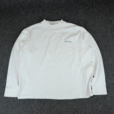 Columbia Mock Neck Long Sleeve Shirt Mens XL White Solid Crew Neck