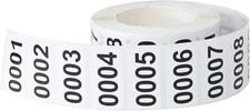 1.5 X 0.79 Inch Numbered Inventory Stickers 0001-1000 Consecutive