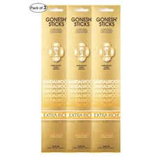 Gonesh Incense Extra Rich- Sandalwood (20 Sticks in 1 Pack) (Pack of 3)
