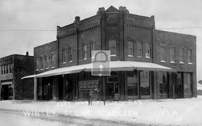 Street View Winter Scene Chelsea Oklahoma OK - Reprint