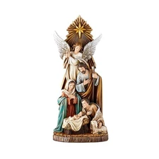 Needzo Large Shepherd's Nativity Statue, Holy Family Figurine with Guardian A...