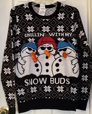 Forum Novelties Chillin' With My Snow Buds Snowman Adult Ugly Christmas Sweater
