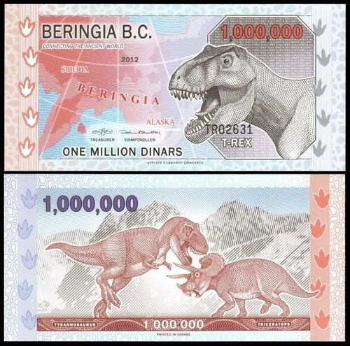 Beringia - 1000000 Dinars 2012 UNC Polymer Lemberg-Zp