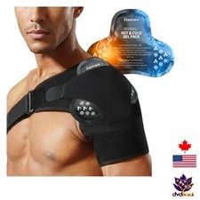 Neoprene Shoulder Compression Sleeve with Reusable Ice Heat Pack for Recovery