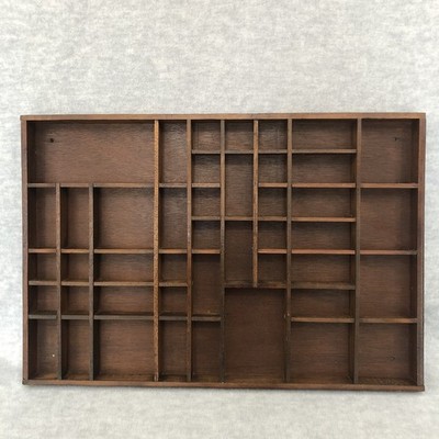 Vtg Knick Knack Miniatures Display Shelf 44 Slot Shadow Box Trinkets 24 x 16.5 