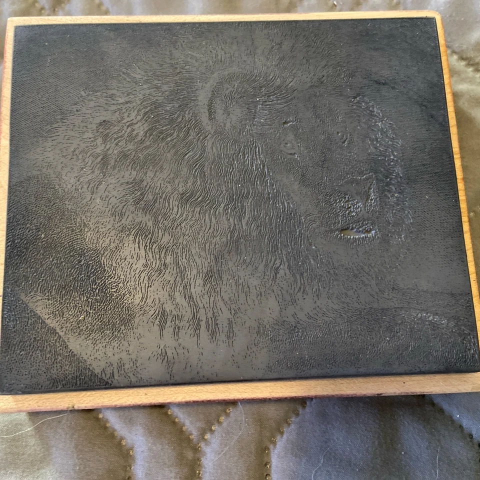 Sello de goma animal gato grande león madera - magenta hecho en Canadá Foto 2 de 4