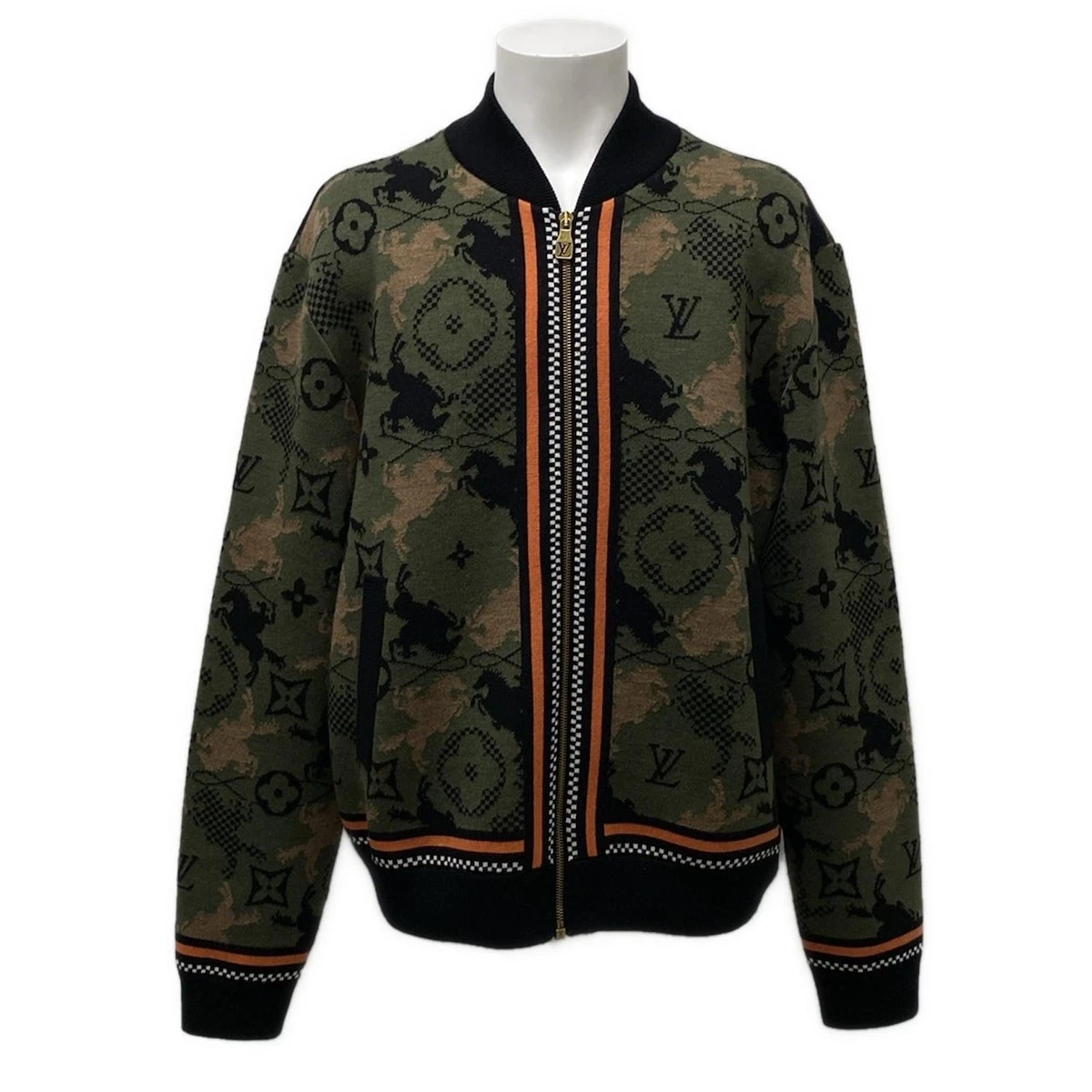 LOUIS VUITTON（LV） Bomber in lana jacquard originale LOUIS VUITTON RM242M CVU HRN84W verde fucile 