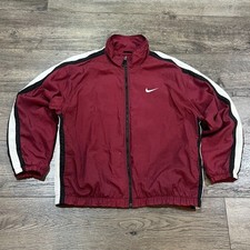 Vintage 90s Nike Big Swoosh Full Zip Windbreaker Jacket Maroon Men's XL