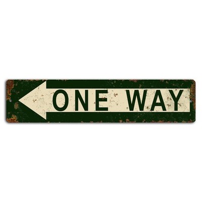 One Way Green Rustic Left Pointing Street Sign - 18x4 Inch Metal Decor