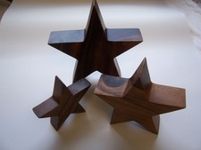 3er Set Holzsterne Deko verschiedene Größen Akazienholz Mittelalter Larp Neu