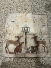 Winter Throw Pillow Cover  Charming Animals Deer Snow