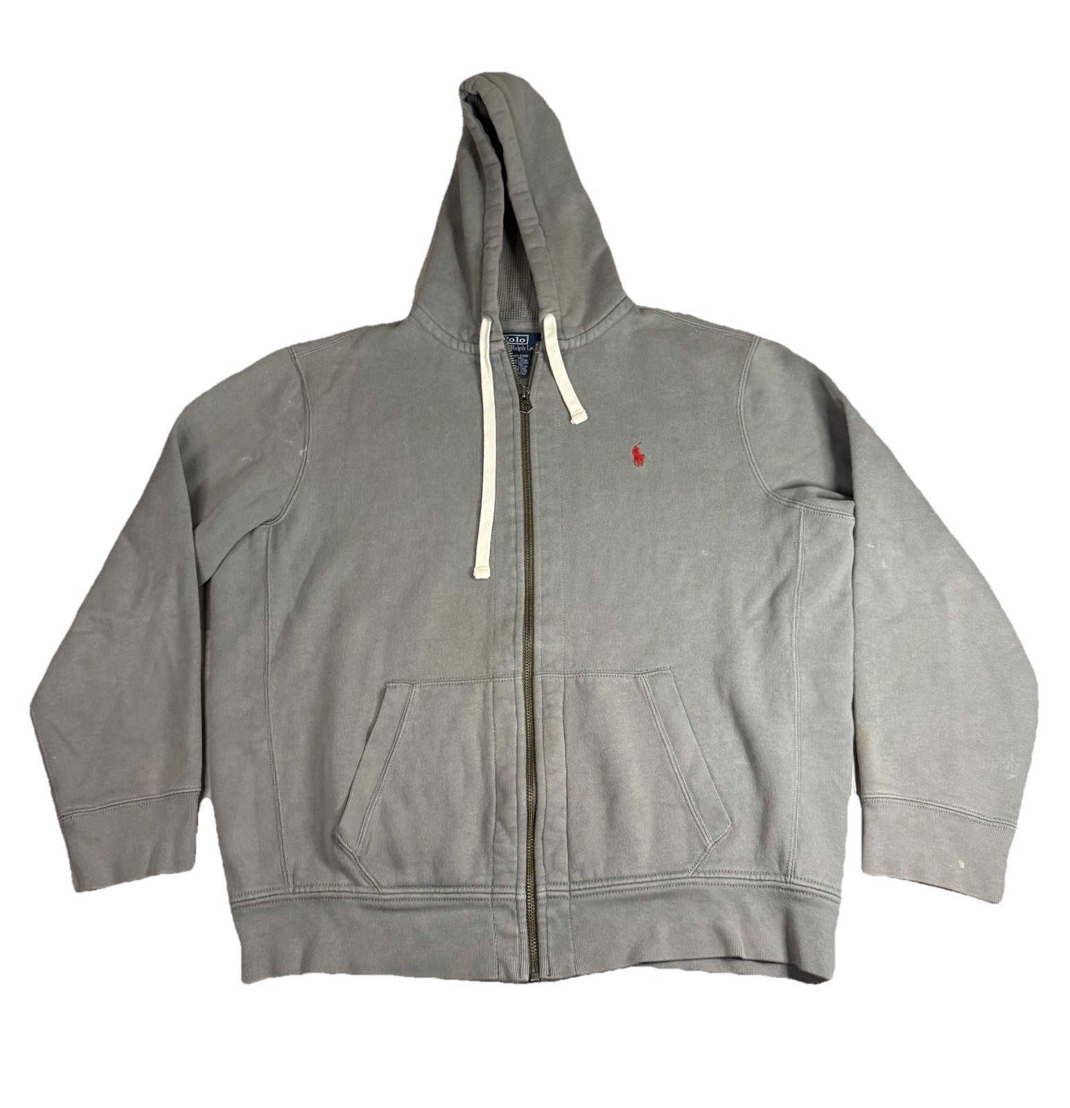 Polo Ralph Lauren Full Zip Felpa con Cappuccio Giacca Grigio Little Pony Grunge Uomo XL