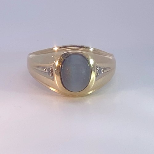 Black Stone Gent's Stone Ring 10K Yellow Gold 5.5g Size:8 (MI1065950) - Picture 10 of 14