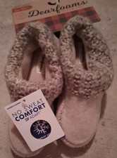 New Dearfoams Women's Slippers Memory Foam Size 5/6 Oatmeal Heather Color