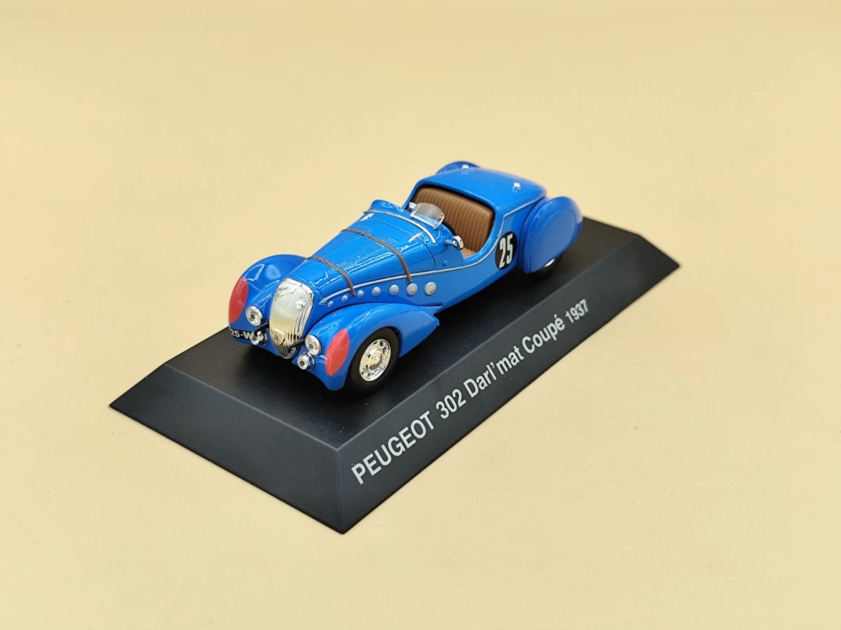 Miniature Peugeot 302 Bleue – Kit Monté Métal 1/43, Sans Boîte, Bon état