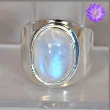 Moonstone Gemstone 925 Sterling Silver Ring Handmade Jewelry Gift For Valentine
