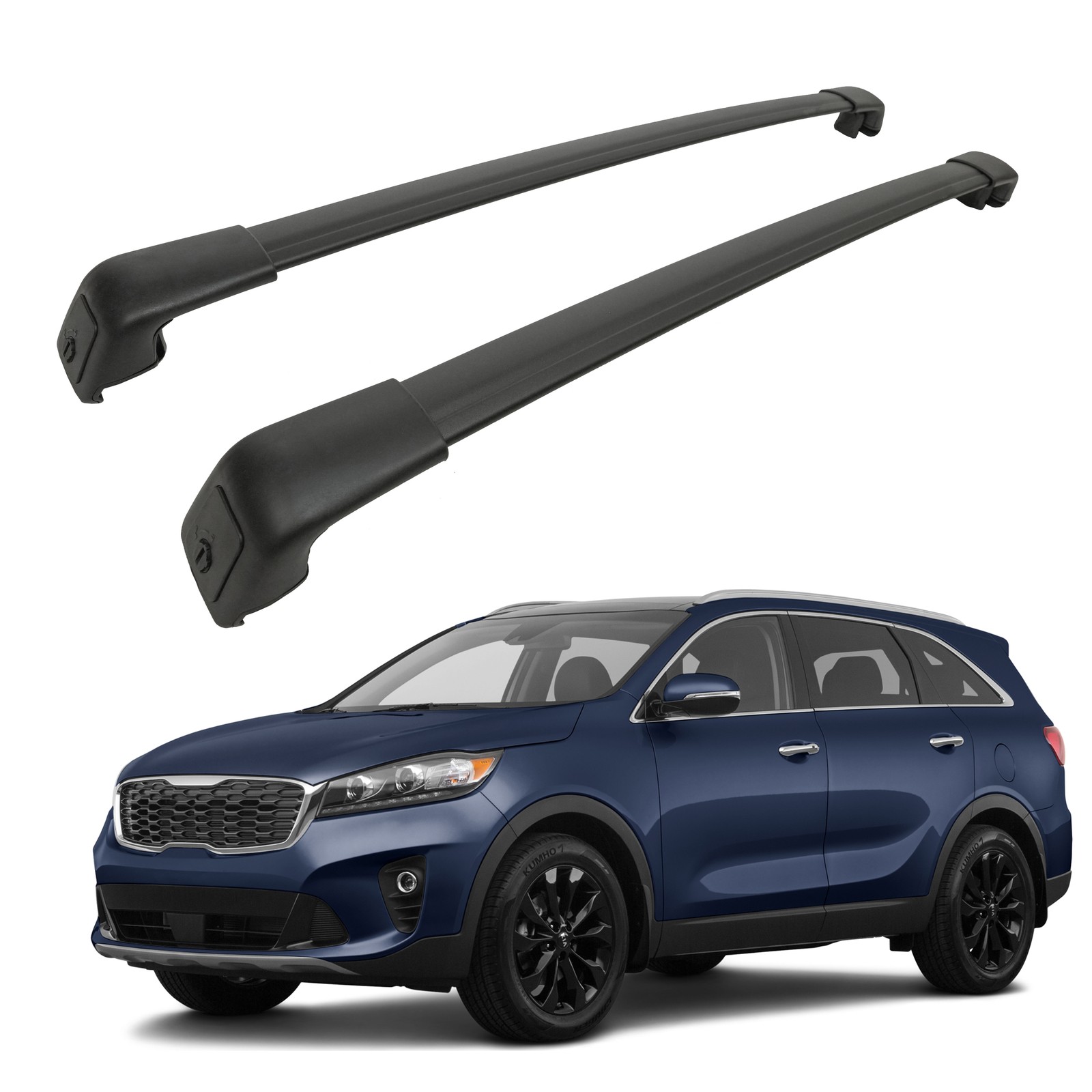 Barres de toit Kia Sorento 15-20 aluminium noir charge 75kg style OEM