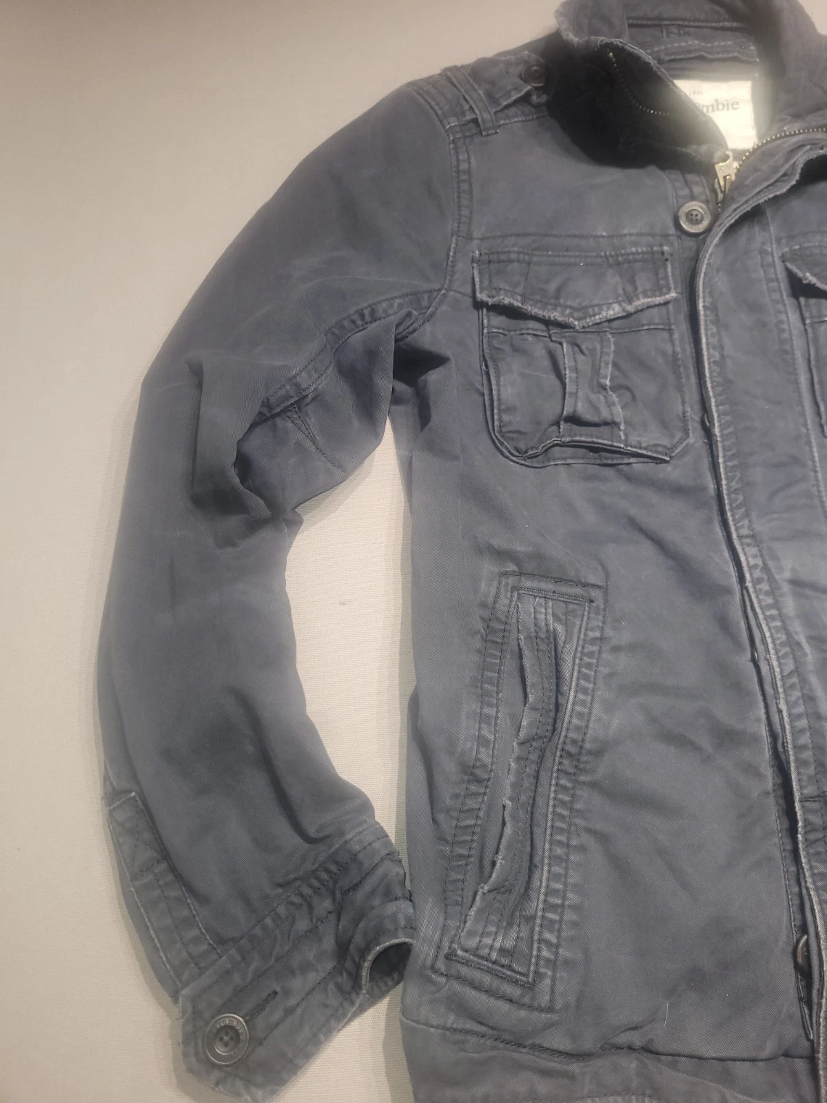 Abercrombie & Fitch Sentinel Jacket Mens M Blue Cotton Twill Military Y2K image 4