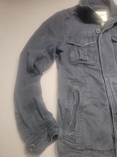 Abercrombie & Fitch Sentinel Jacket Mens M Blue Cotton Twill Military Y2K image 4