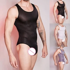 Stylish and Stretchy Mens Thong Leotard Bodysuit High Elastic Swimwear