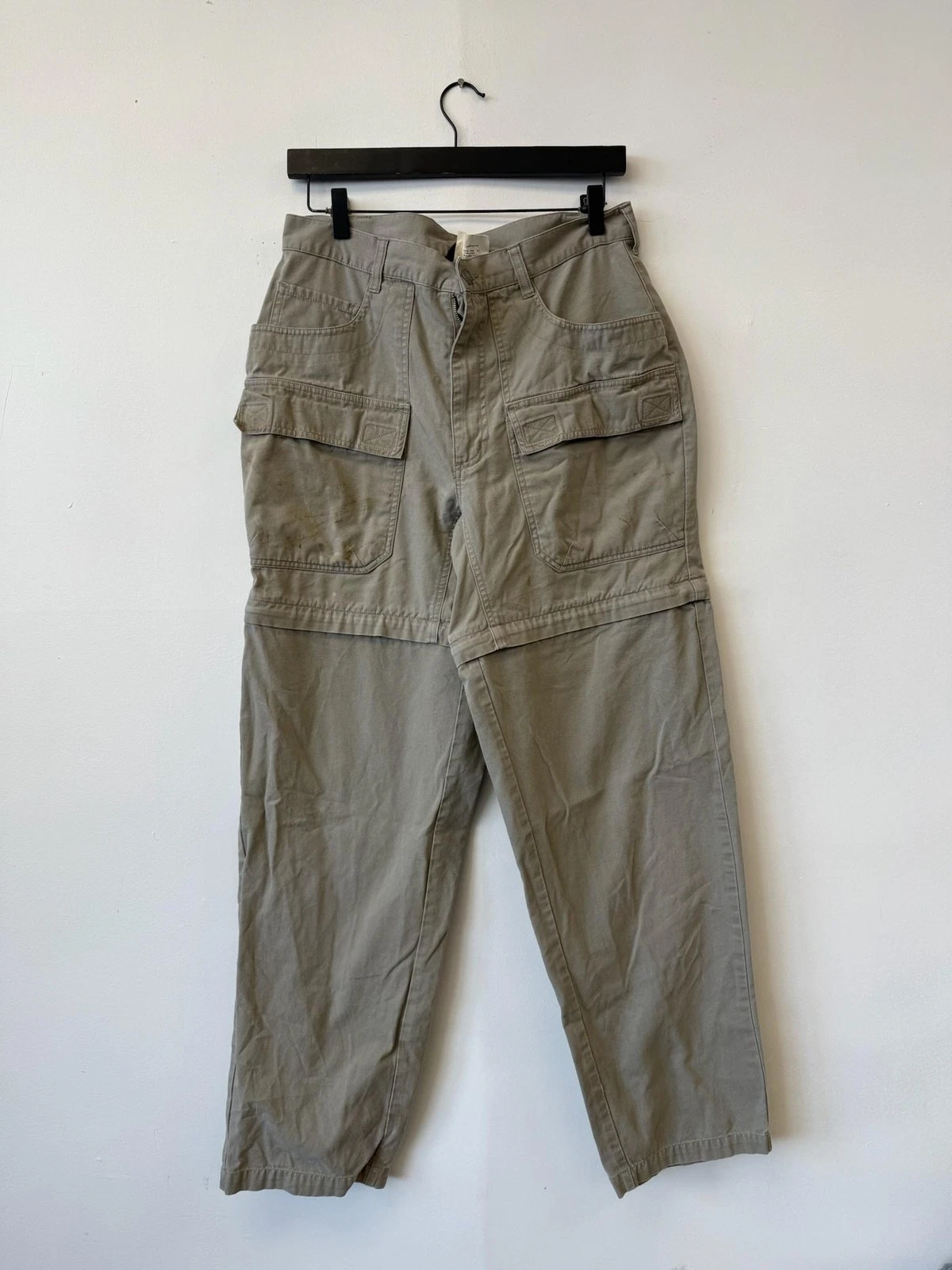 Vintage REI Pants 30x31 Khaki Cargo Outdoor Hiking Utility Pockets 90s Distresse