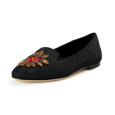 Dolce & Gabbana Women's Logo Embellished Loafers Slip On Flats Shoes