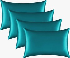 Satin Pillowcase Set for Hair and Skin, 4 Pack with Envelope Closure, Cooling