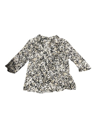 Dana Buchman Button Up Top - White/Black/Tan Pattern - XL - USED