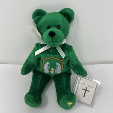 Rare Holy Bears Nativity Scene Green Teddy bear Plush Beanie Stuffed Animal gift
