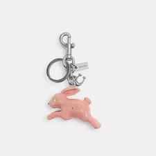 Coach Bunny Bag Charm CBH21 Silver Pink - NWT Authentic
