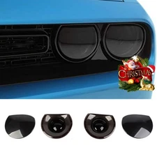 4x Smoked Black Headlight Lamp Cover Trim For 2015+ Dodge Challenger Accessories