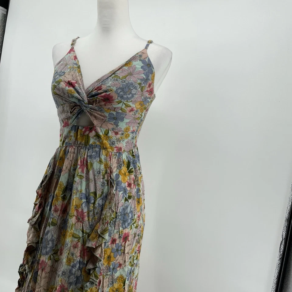 Angie Maxi Dress Women’s Small  Boho Western Keyhole Front Smocked Back Ruffle - Image 2 of 4