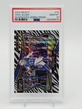 JOSH ALLEN 2024 SELECT SNAPSHOTS ZEBRA PRIZM #10 BILLS PSA 10 Q0004