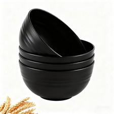 GZTFPQ Set of 4 Unbreakable Cereal Bowls,Lightweight Plastic small, Black 