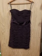 Bill Levkoff Strapless Ruched Formal Dress Purple Chiffon Size 12.