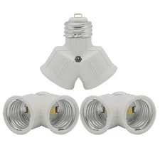 3Pcs Double Light Bulb Socket Adapter - Twin Socket Adapter E26 Led Lights Pl...