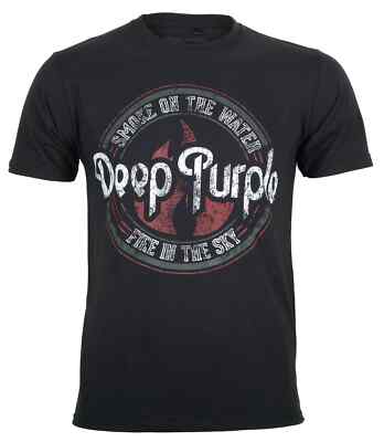 Official Deep Purple T-Shirt Smoke On The Water Circle Classic Rock Schwarz Neu
