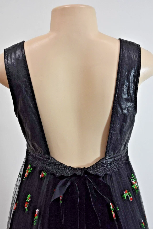 Alberto Ferretti черный кружева/кожа цветочный длинное платье размер 42 / 8 США на продажу sn - Изображение 4 из 4