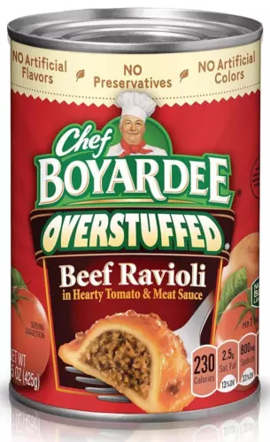 (5 Pack) Chef Boyardee Overstuffed Beef Ravioli in Tomato Meat Sauce, 15 Ounce