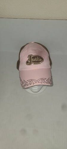 Justin Botas Mujer Sombrero Ajustable Snapback Malla Camionero Rosa Sobre Marrón Por M & F