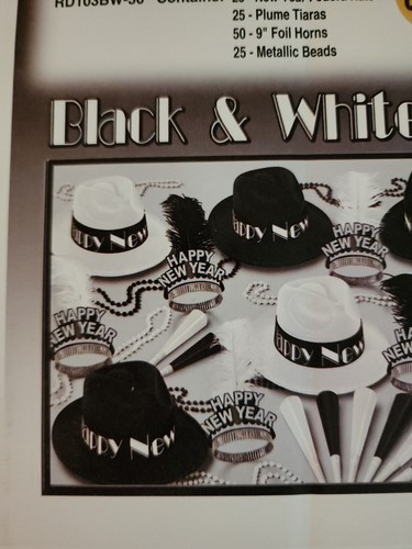 New Year's Eve Party Kit New Year Times 50-Person Kit Black And White Theme - Picture 3 of 4