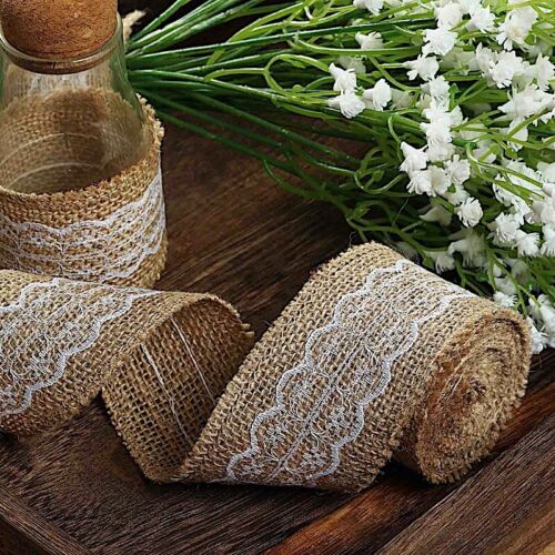 16 ft Natural White Burlap Ribbon Lace Gifts Party Decorations Wedding Supplies - Picture 4 of 9
