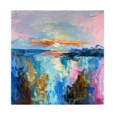 original oil painting Seascape Artwork Sunset Painting Seascape Impasto Art
