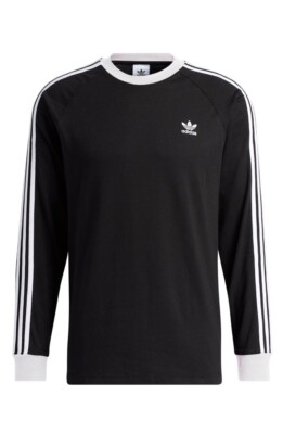 Adidas Originals 3 Stripe Long Sleeve Black/White T-Shirt Men's XL