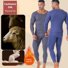 Men Seamless Thermal Underwear Fleece Lined Long Johns Comfortable Tops&Pants US