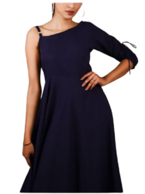 Western Solid Navy Blue One Shoulder Party Wear Fashionable Attractive Dress | eBay Western Solid Navy Blue One Shoulder Party Wear Fashionable Attractive Dress | eBay